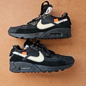 AUTH Nike Air Max 90 Off White - Black/Black-Cone-White US6